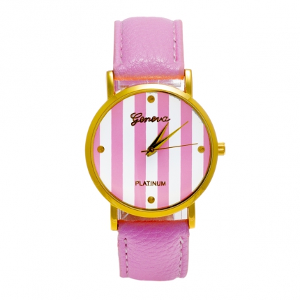 Montre rose clair Rayée