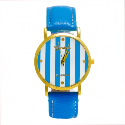 Montre bleue Rayée