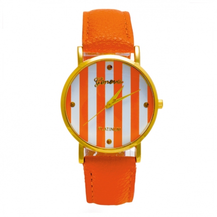 Montre orange Rayée