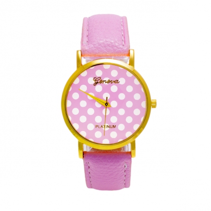 Montre rose clair Pois