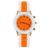 Montre silicone bicolore orange et blanche