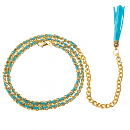 Ceinture Femme - Ceinture Pompon Bleue
