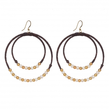 Boucles d'oreilles créoles perles blanches