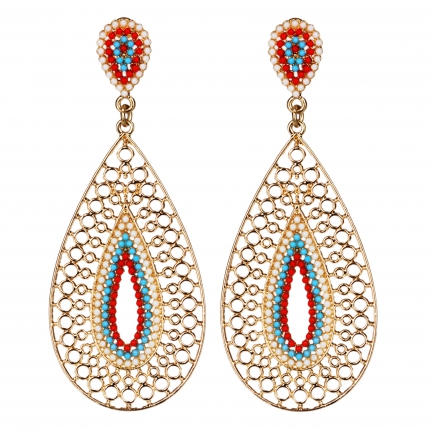 Boucles d'oreilles goutte dorée perles