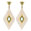 Boucles d'oreilles losanges dorées perles vertes