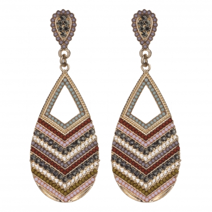 Boucles d'oreilles chevrons dorées perles pastels