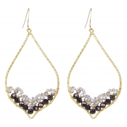 Boucles d'oreilles goutte perles grises