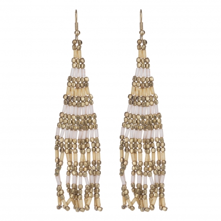 Boucles d'oreilles longues pastel perles roses 