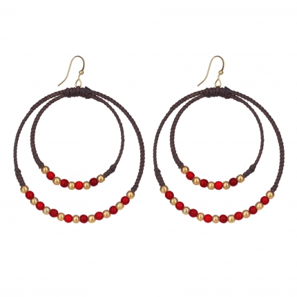 Boucles d'oreilles créoles perles rouges