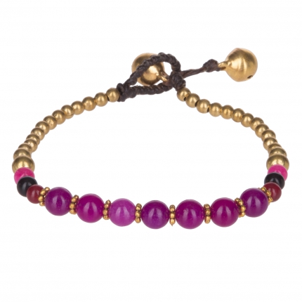 Bracelet ethnique perle aubergine - Bracelet Perle