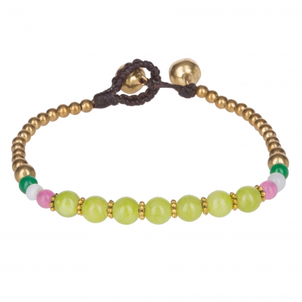 Bracelet ethnique perle verte - Bracelet Perle