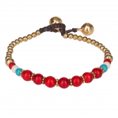 Bracelet ethnique perle rouge - Bracelet Perle