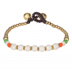 Bracelet ethnique perle blanche - Bracelet Perle