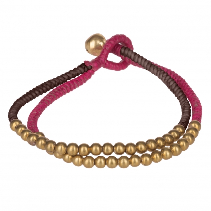 Bracelet double perle rose fuchsia