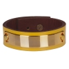 Bracelet cuir femme jaune plaque dorée  - Manchette Cuir