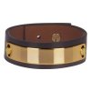 Bracelet cuir femme noir plaque dorée  - Manchette Cuir