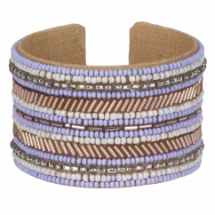 Bracelet manchette pastel perle lavande - Bracelet Perle