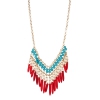 Collier ethnique rouge et bleu - Collier Court