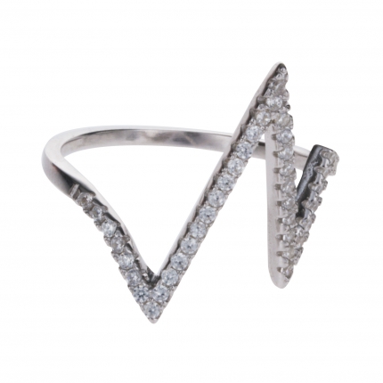 Bague argent femme zig zag strass - Bague Strass
