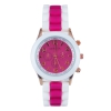 Montre silicone bicolore fuchsia et blanche