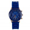 Montre silicone bleu roi dorée