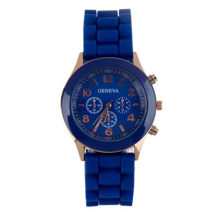 Montre silicone bleu roi dorée