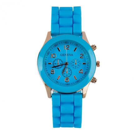 Montre silicone bleue dorée