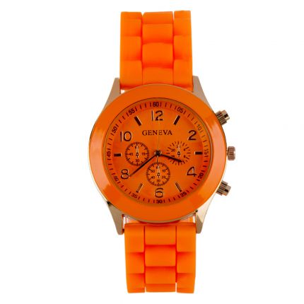 Montre silicone orange dorée