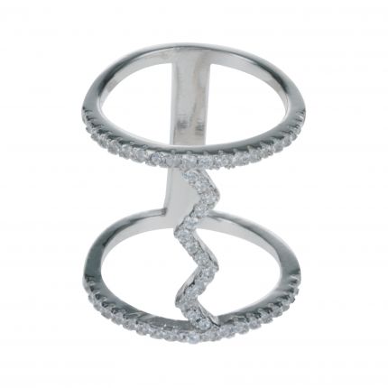 Bague argent femme strass chevron - Bague Strass