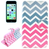 Etui portefeuille Iphone 5C Chevrons roses et bleus