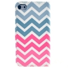 Etui portefeuille Iphone 5C Chevrons roses et bleus