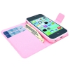 Etui portefeuille Iphone 5C Chevrons roses et bleus