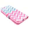Etui portefeuille Iphone 5C Chevrons roses et bleus