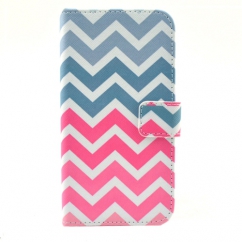 Etui portefeuille Samsung Galaxy S5 Chevrons roses et bleus