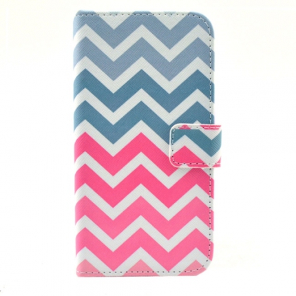 Etui portefeuille Samsung Galaxy S5 Chevrons roses et bleus