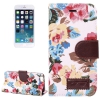 Etui portefeuille Iphone 6 Blanc imprimé Fleurs