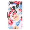Etui portefeuille Iphone 6 Blanc imprimé Fleurs