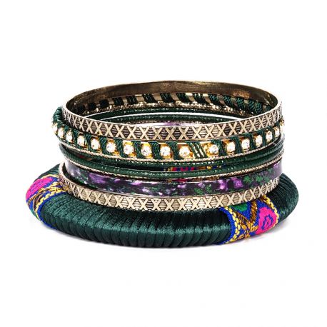 Bracelet fantaisie ethnique vert - Lot de Bracelets