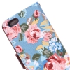 Etui portefeuille Iphone 6 Bleu imprimé Fleurs