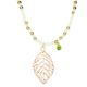 Sautoir plume doré et vert d'eau - Collier Long