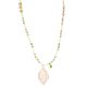 Sautoir plume doré et vert d'eau - Collier Long