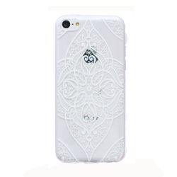 Coque Iphone 5C silicone transparente Fleurs Blanches 