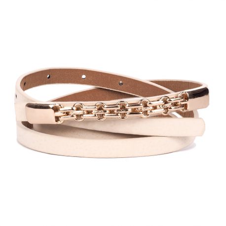 Ceinture blanche femme chaine dorée