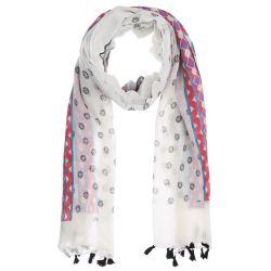 Foulard Femme Ethnique Pompon Noir