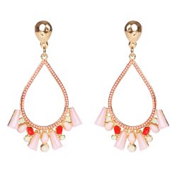 Boucle d'oreille fantaisie femme goutte pierre pastel