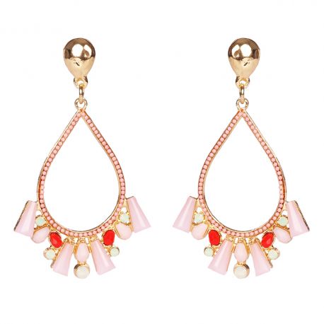 Boucle d'oreille fantaisie femme goutte pierre pastel