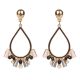 Boucle d'oreille fantaisie femme goutte pierre noire et grise