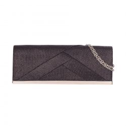 Pochette soirée brillante noire rabat métal  - Sac de soirée - Sac mariage