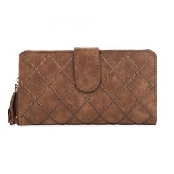 Portefeuille femme marron brodé - Porte monnaie pratique, tendance