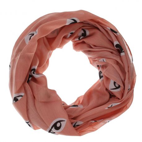 Echarpe tube femme oeil corail